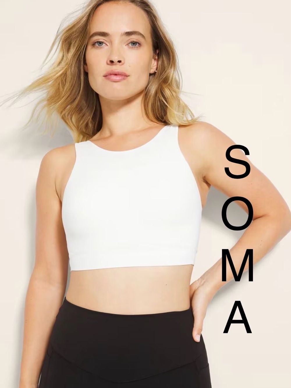 Soma | White High-Neck Yoga Sports Bra - Women’s Large